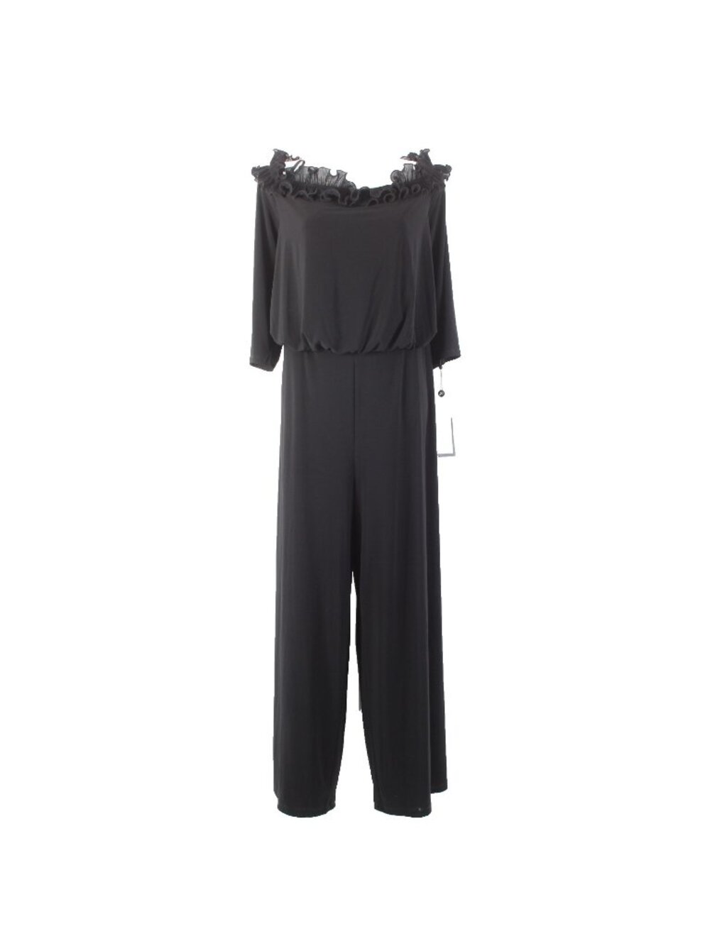 Adrianna Papell Jumpsuit NEW $199 Sz 22W x 29 Black Ruffled Blouson Polyester